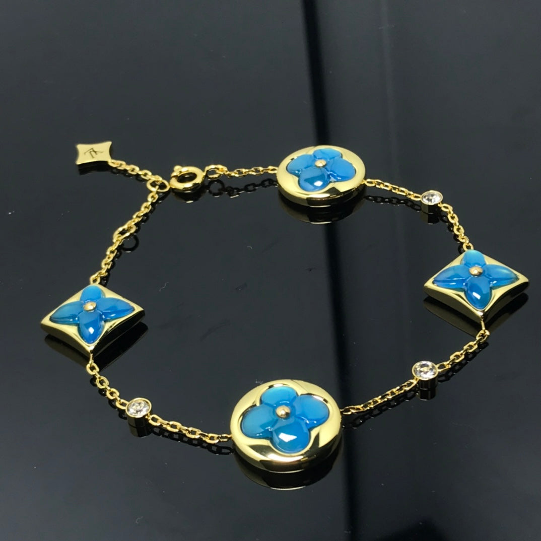 [Riva Jewelry]STAR AND SUN 4 MOTIF BLUE BRACELET
