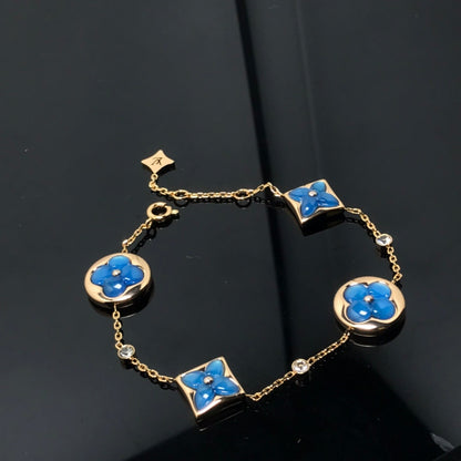 [Riva Jewelry ]STAR AND SUN 4 MOTIF BLUE BRACELET
