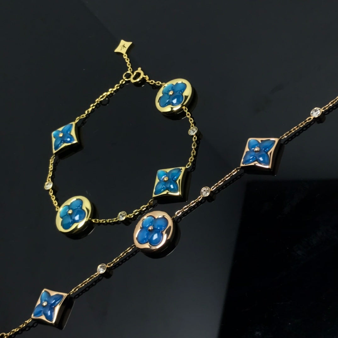 [Riva Jewelry]STAR AND SUN 4 MOTIF BLUE BRACELET