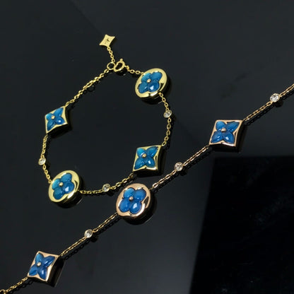 [Riva Jewelry]STAR AND SUN 4 MOTIF BLUE BRACELET