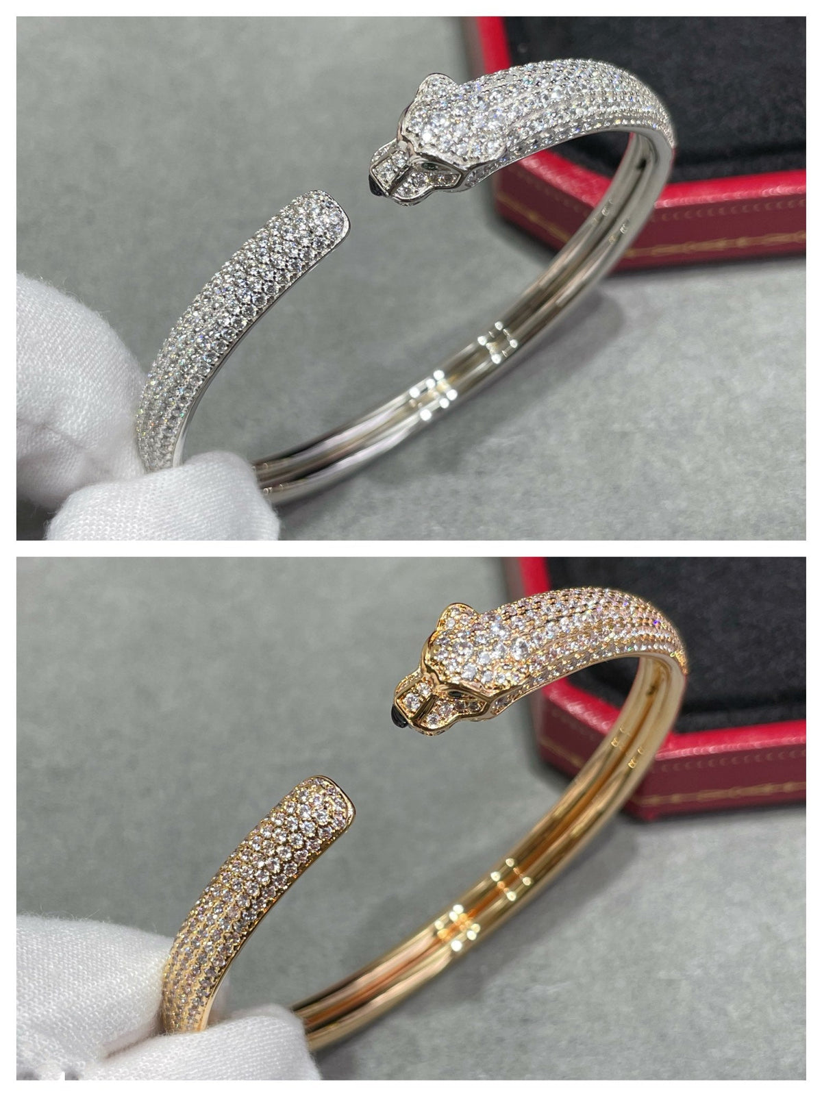 [Riva Jewelry ]PANTHERE FULL DIAMOND OPEN BRACELET