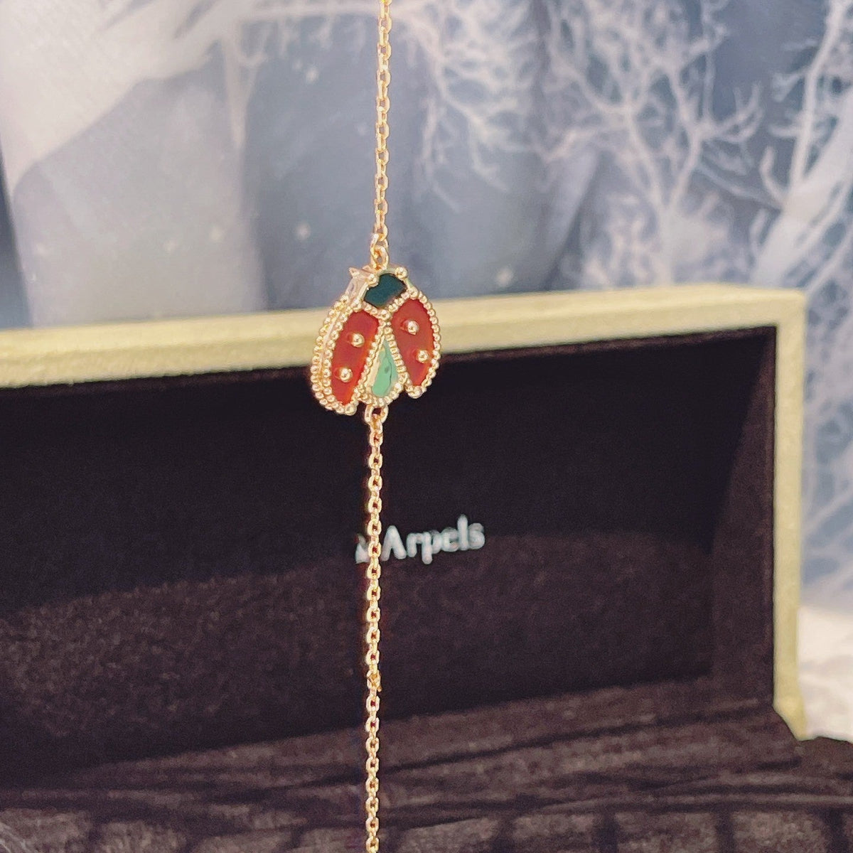 [Riva Jewelry ]LUCKY SPRING 1 MOTIF PINK GOLD BRACELET