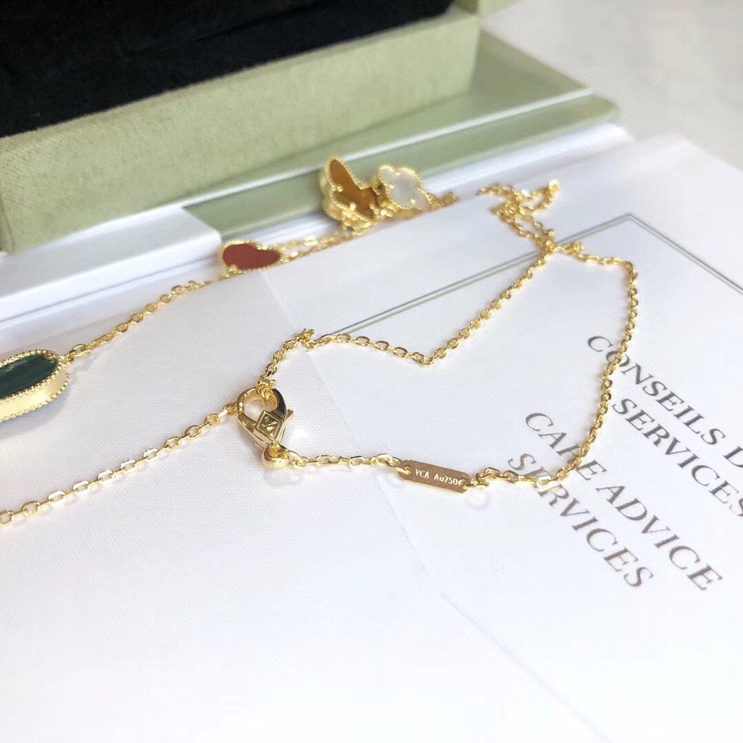 [Riva Jewelry ]LUCKY SPRING 4 MOTIFS ROSE GOLD NECKLACE