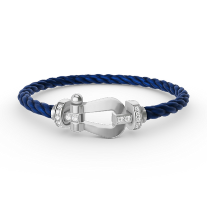 [Riva Jewelry]フォース ラージ ホースシュー ハーフ ダイヤモンド ブレスレット - ホワイトゴールド