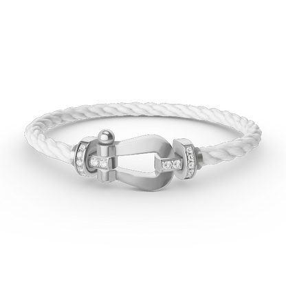 [Riva Jewelry]フォース ラージ ホースシュー ハーフ ダイヤモンド ブレスレット - ホワイトゴールド