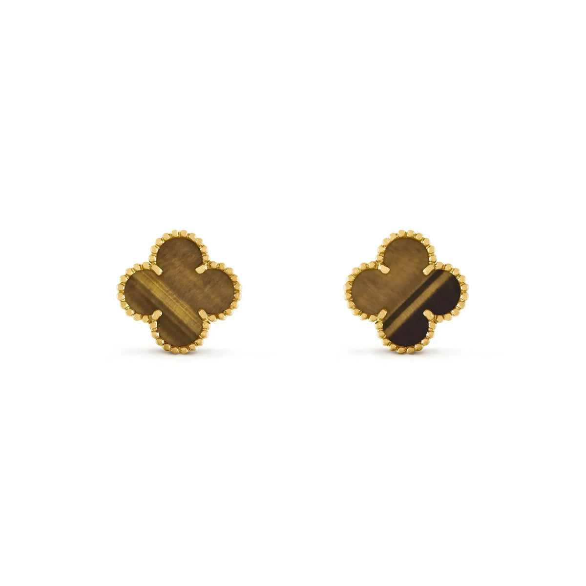 [Riva Jewelry ]CLOVER MEDIUM 1 MOTIFS TIGER EYE EARRINGS
