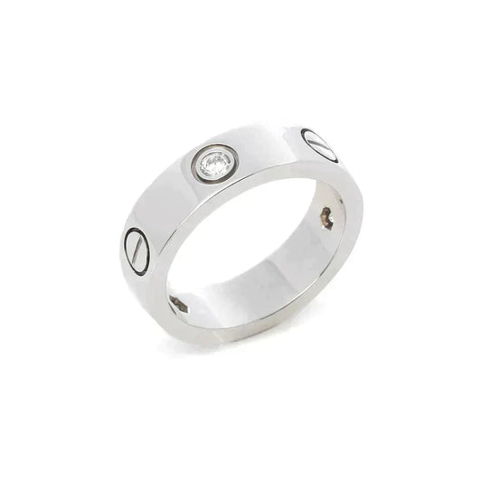 [Riva Jewelry ]LOVE RING 5.5MM 3 DIAMONDS SILVER