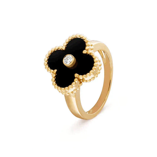 [Riva Jewelry ]CLOVER ONYX RING GOLD DIAMOND