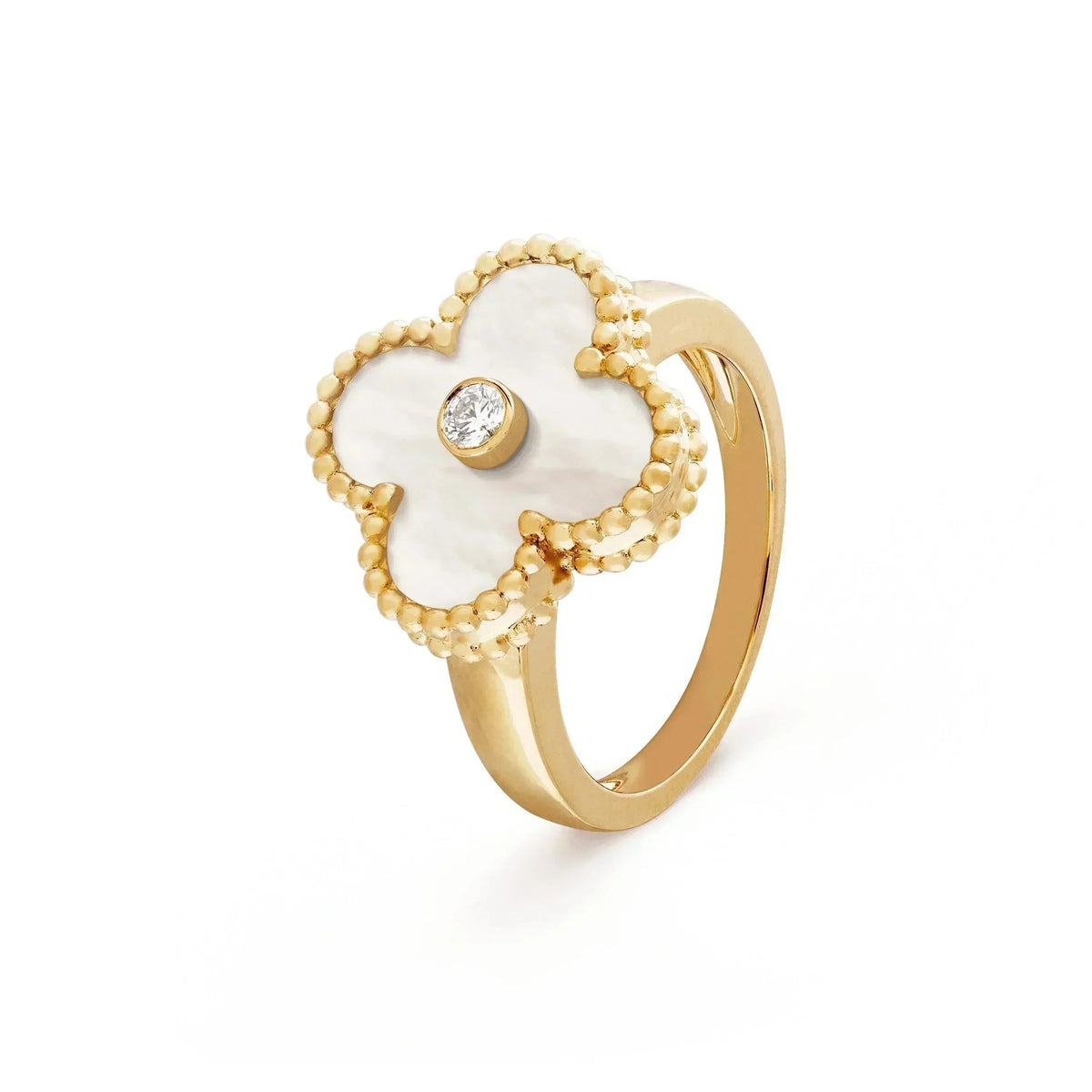[Riva Jewelry ]CLOVER PINK MOP RING GOLD DIAMOND