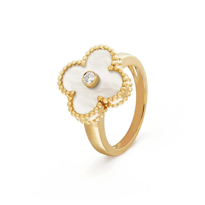 [Riva Jewelry ]CLOVER PINK MOP RING GOLD DIAMOND