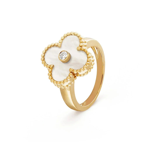 [Riva Jewelry ]CLOVER PINK MOP RING GOLD DIAMOND