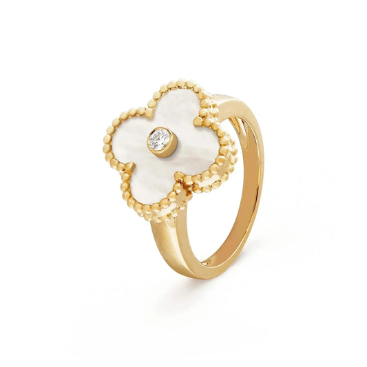 [Riva Jewelry ]CLOVER PINK MOP RING GOLD DIAMOND